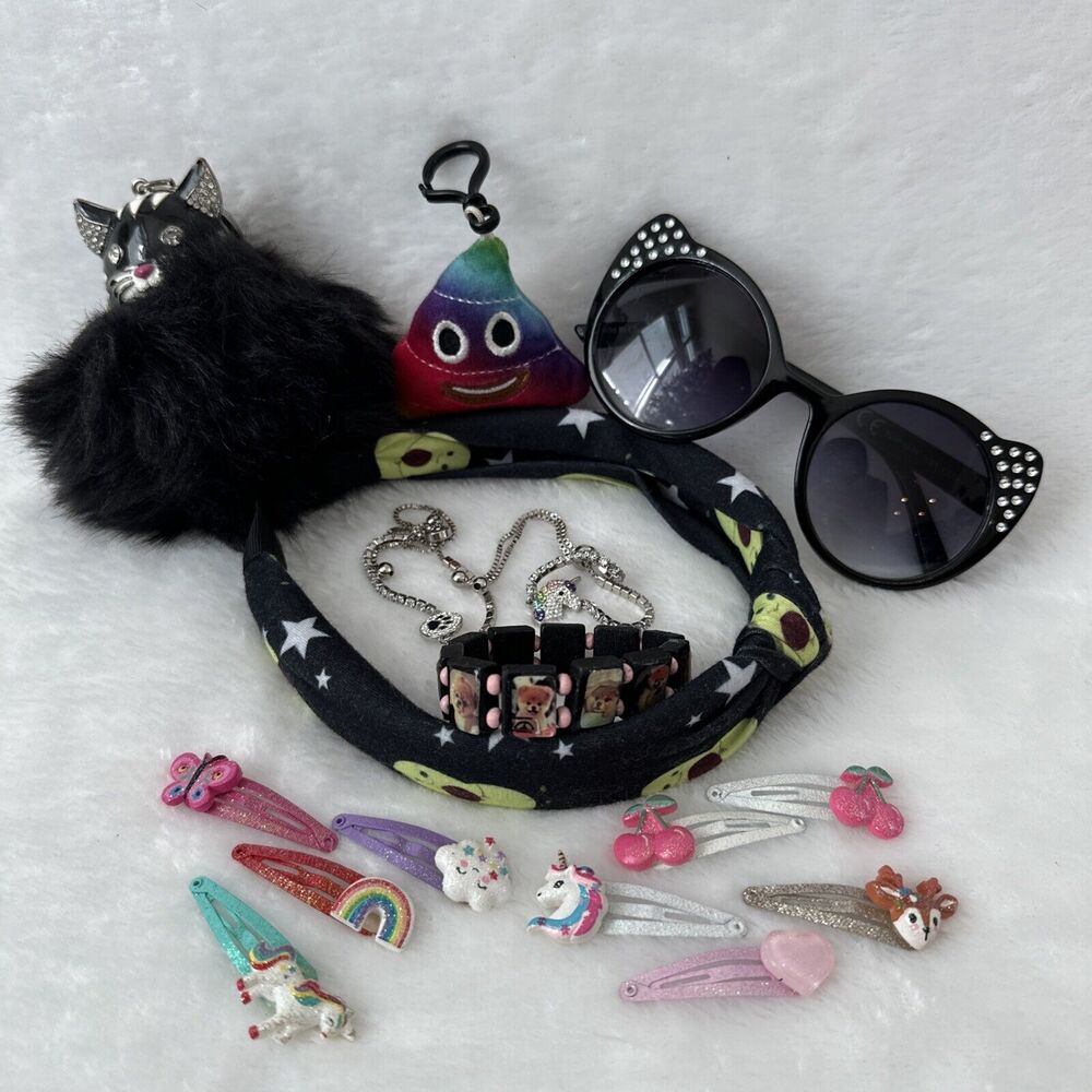 Little Girl Accessory Lot Avacodo Headband, Black Cat Keychain, Hair clip Puppy‎